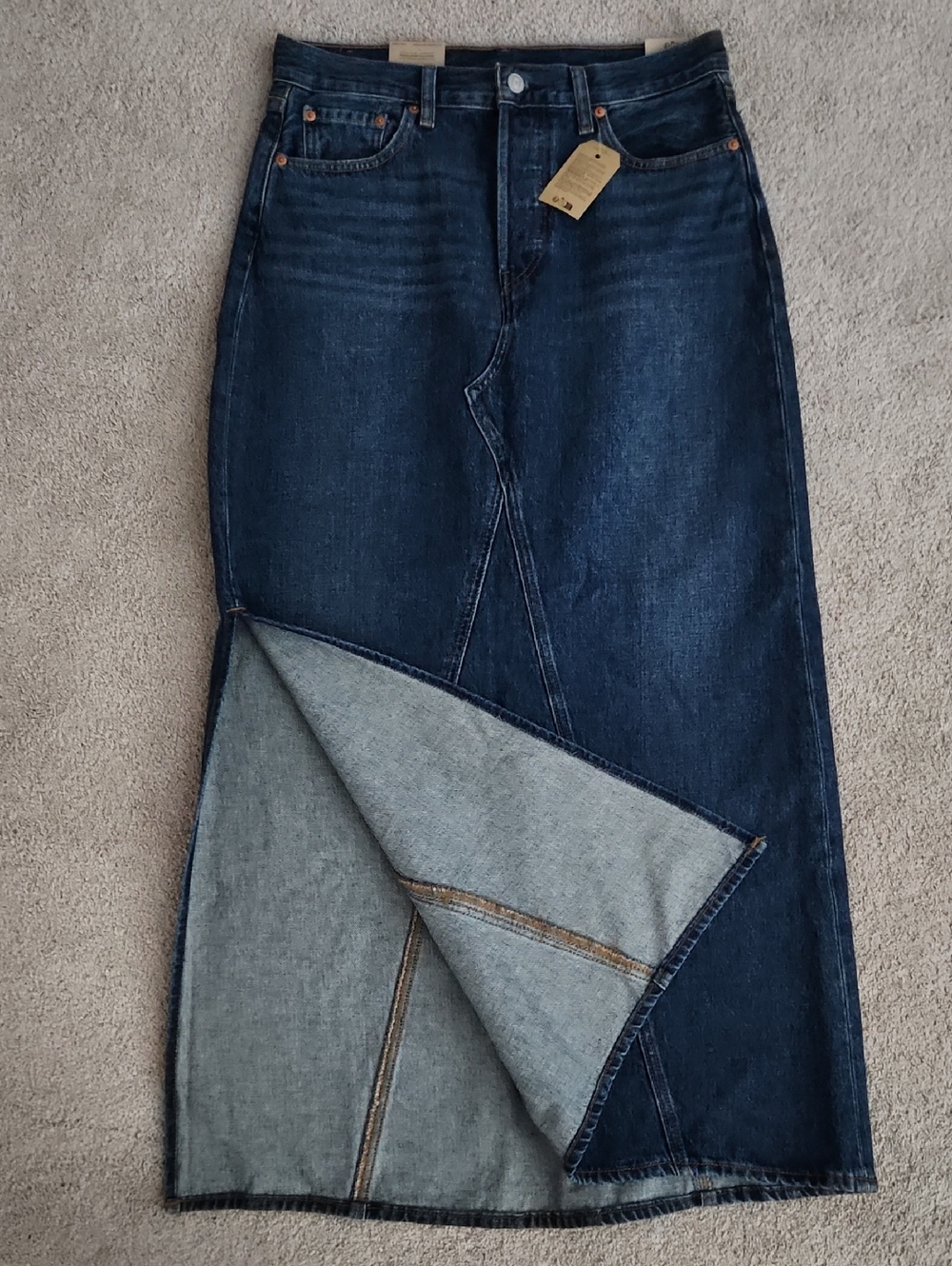 Levi's Iconic Long Skirt, Dark Wash, Size 29, New with Tags - Picture 9 of 16